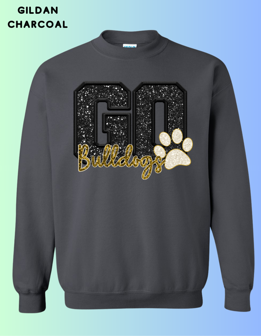 GO Bulldogs  FAUX SEQUIN GLITTER SWEATSHIRT (GOLD AND BLACK)