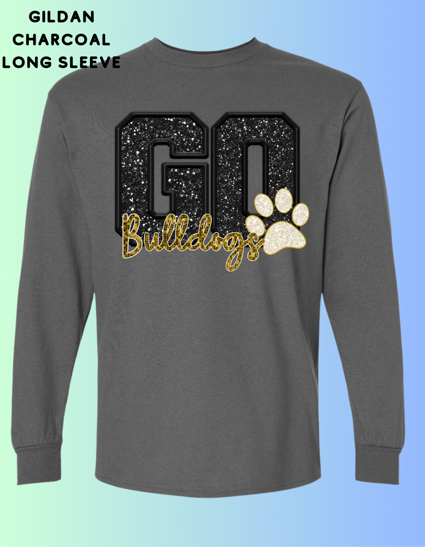 GO Bulldogs  FAUX SEQUIN GLITTER long sleeve (GOLD AND BLACK)