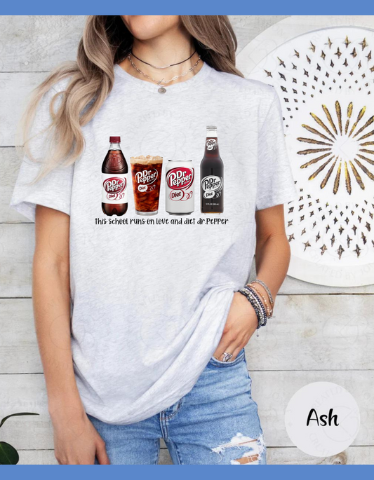 This school runs on love and diet dr. Pepper T-shirt
