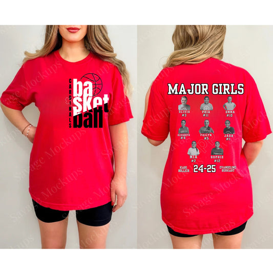 Cardinals Basketball Major Girls T-Shirt (Gildan Only)