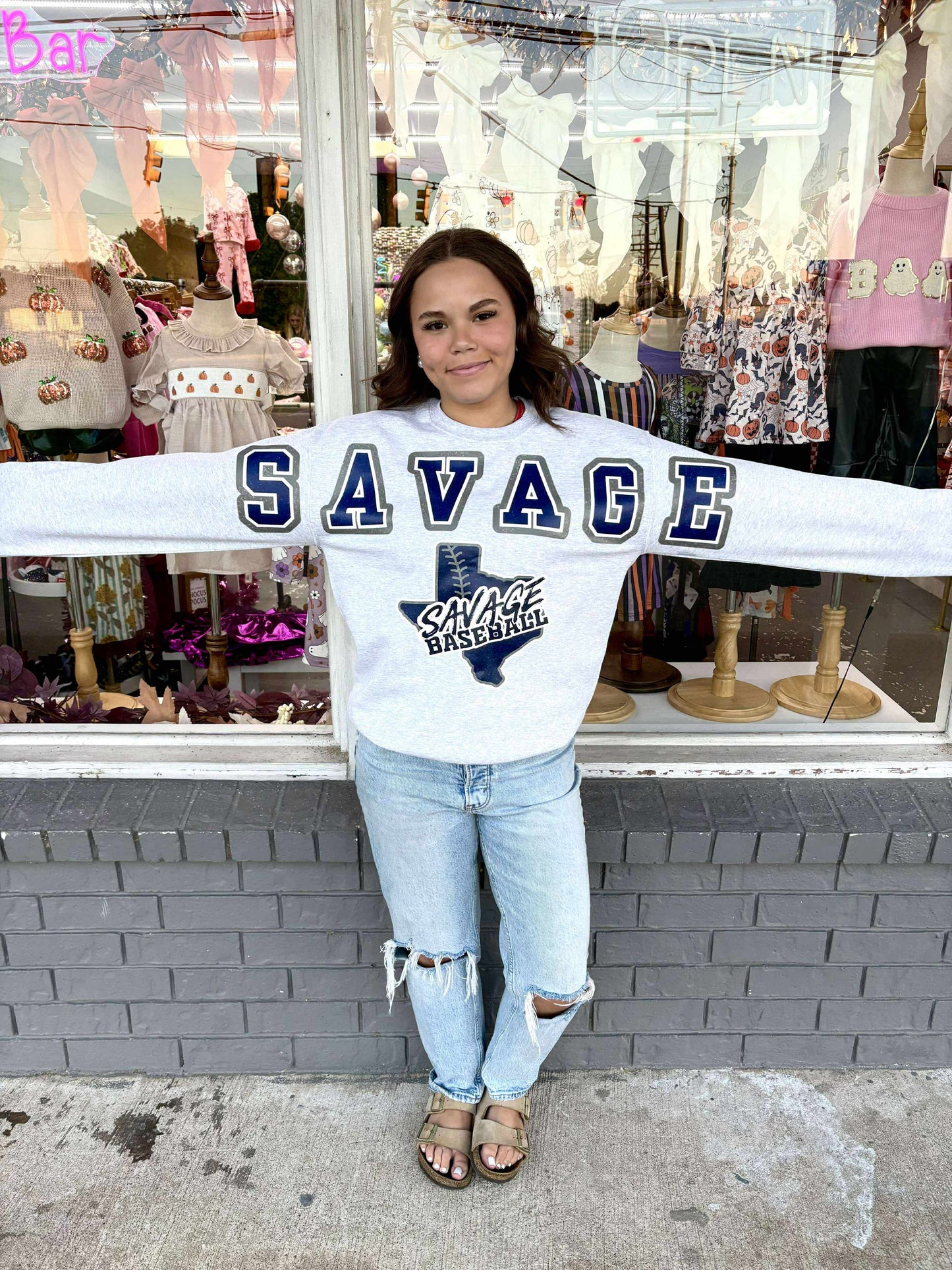 Oversized Mascot Sweatshirts with Logo - SAVAGE - SWEATSHIRT - (Jerzee/Gildan)
