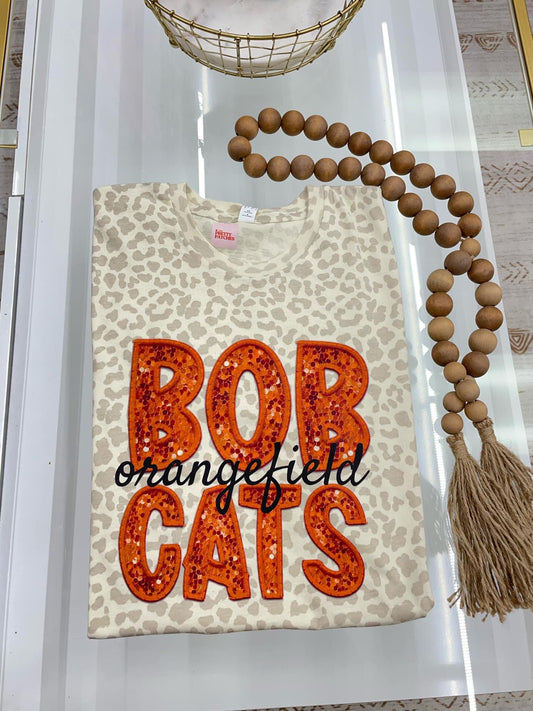 Bobcats orangefield Faux embroidery T-shirt