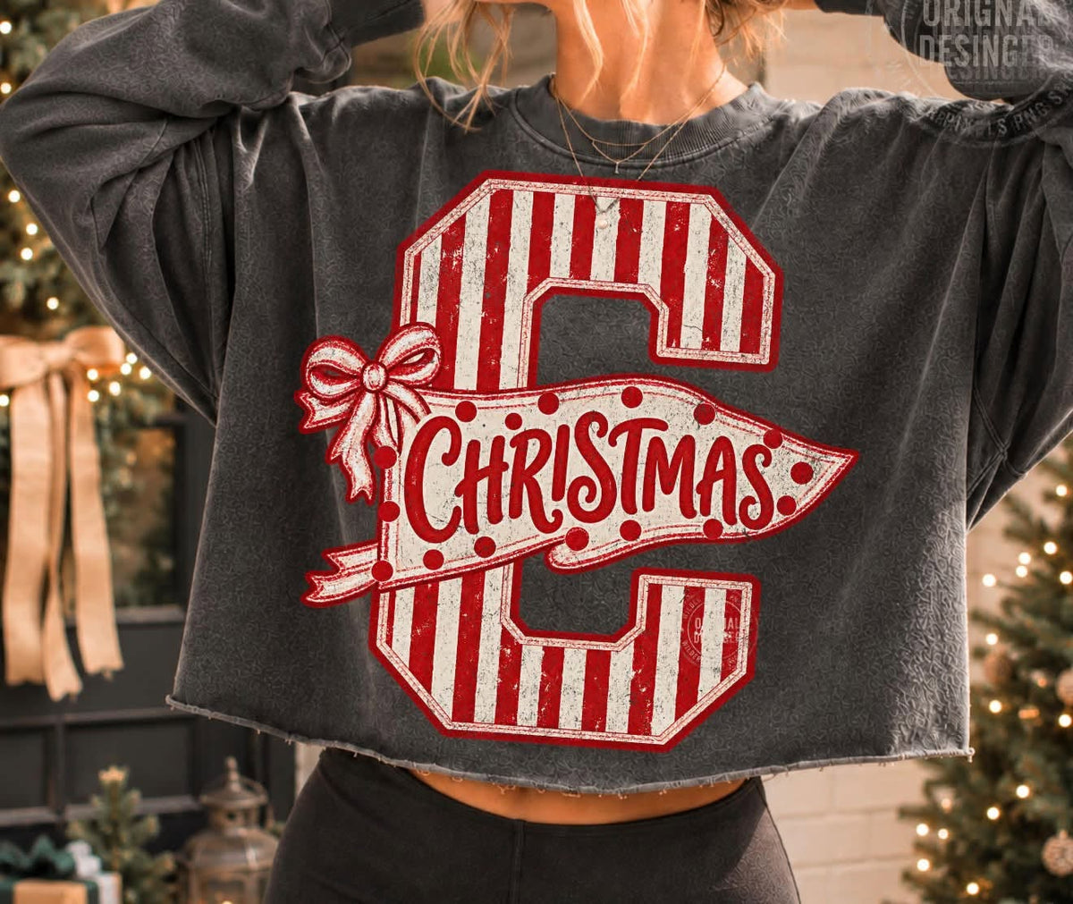 CHRISTMAS WITH PENNANT FLAG 101261----------T SHIRT-------- (GILDAN) 100126SH