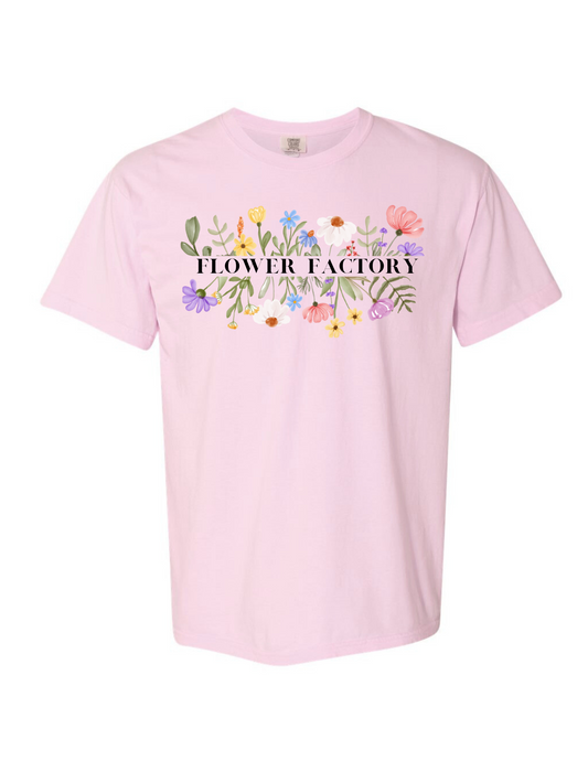 BCHS FLOWER FACTORY T SHIRT (FRONT AND BACK IMAGE)