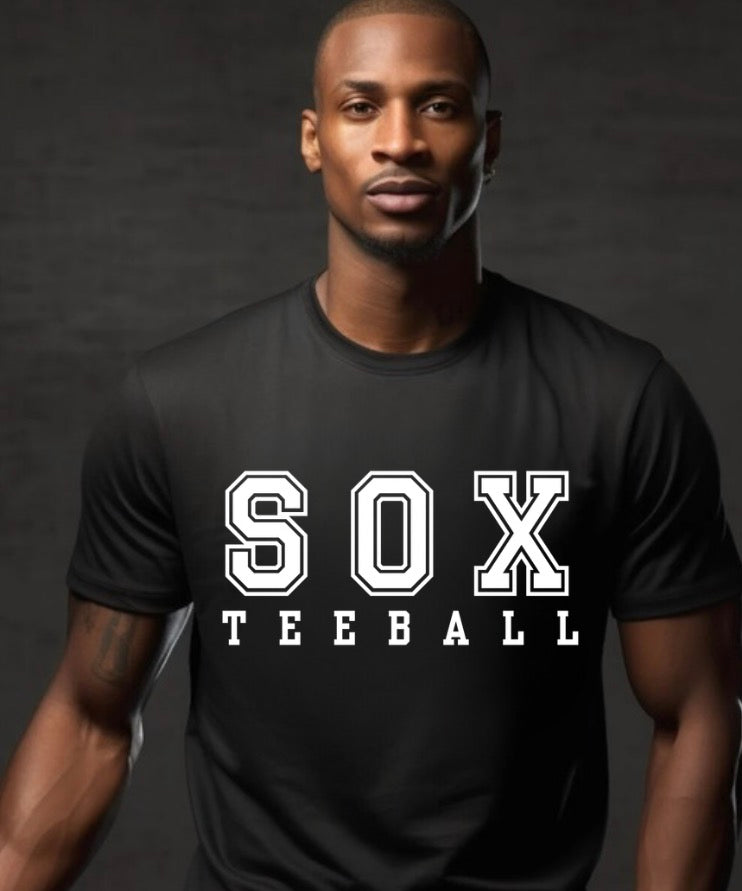 SOX TEEBALL -(MENS STYLE NO BOWS) CORE365 DRIFIT TSHIRT- (BLACK)