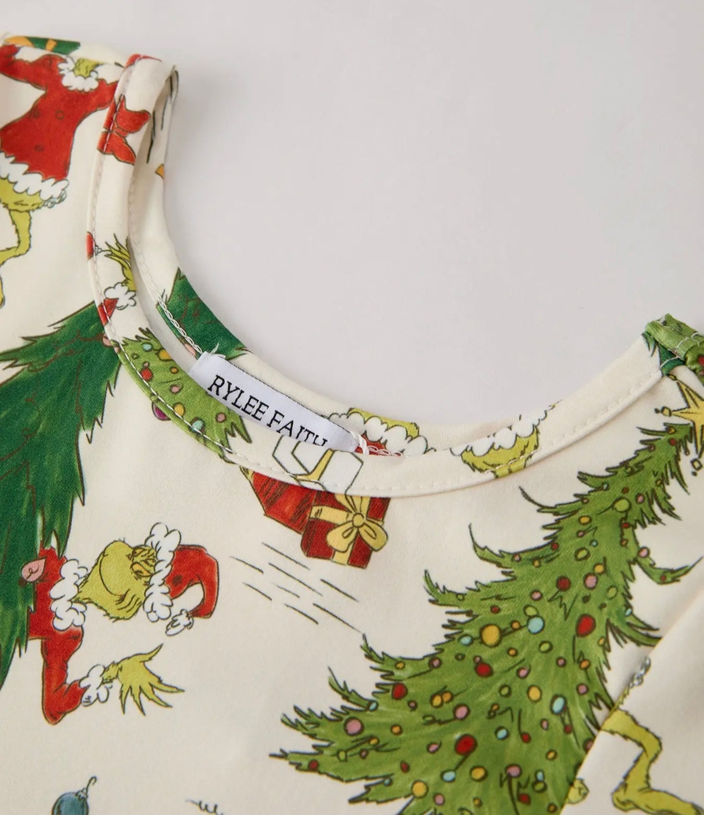 Winter Christmas Tree Character Print Green Girls Dress- 103025br