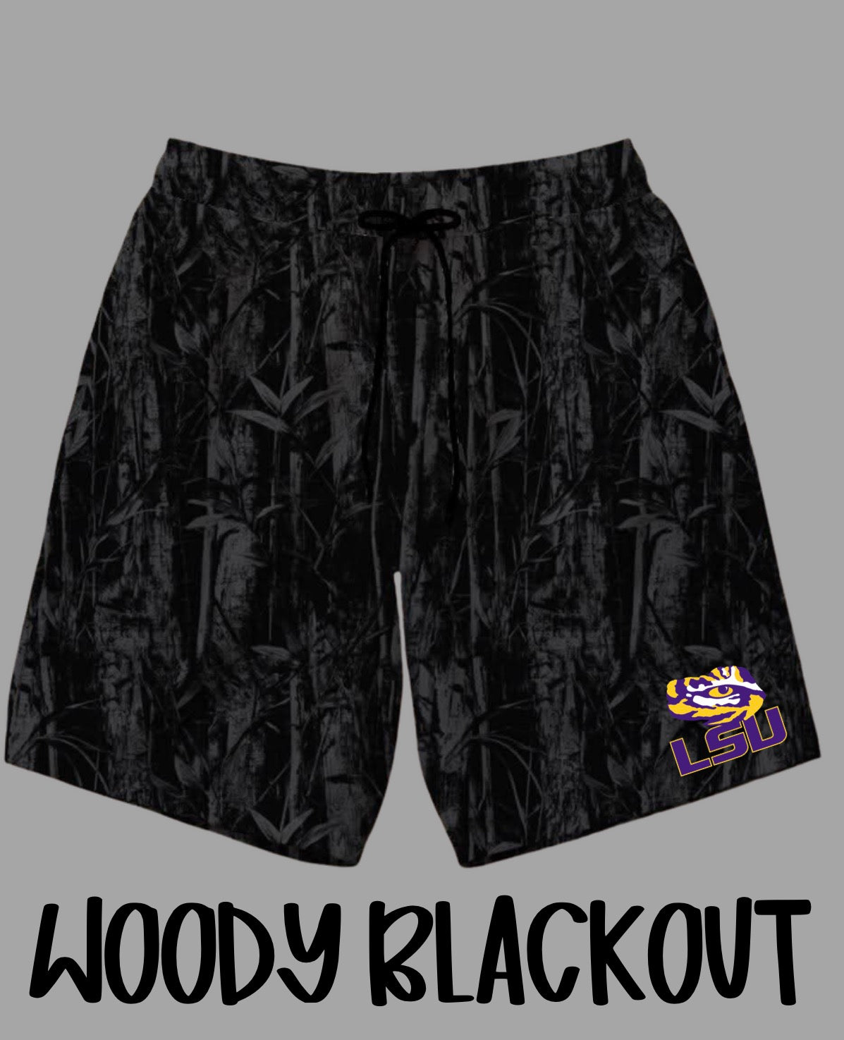 LSU TIGERS Blackout Drip Shorts (ADULT) - PRE ORDER