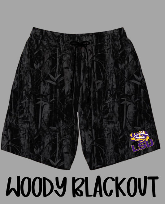 LSU TIGERS Blackout Drip Shorts (ADULT) - PRE ORDER