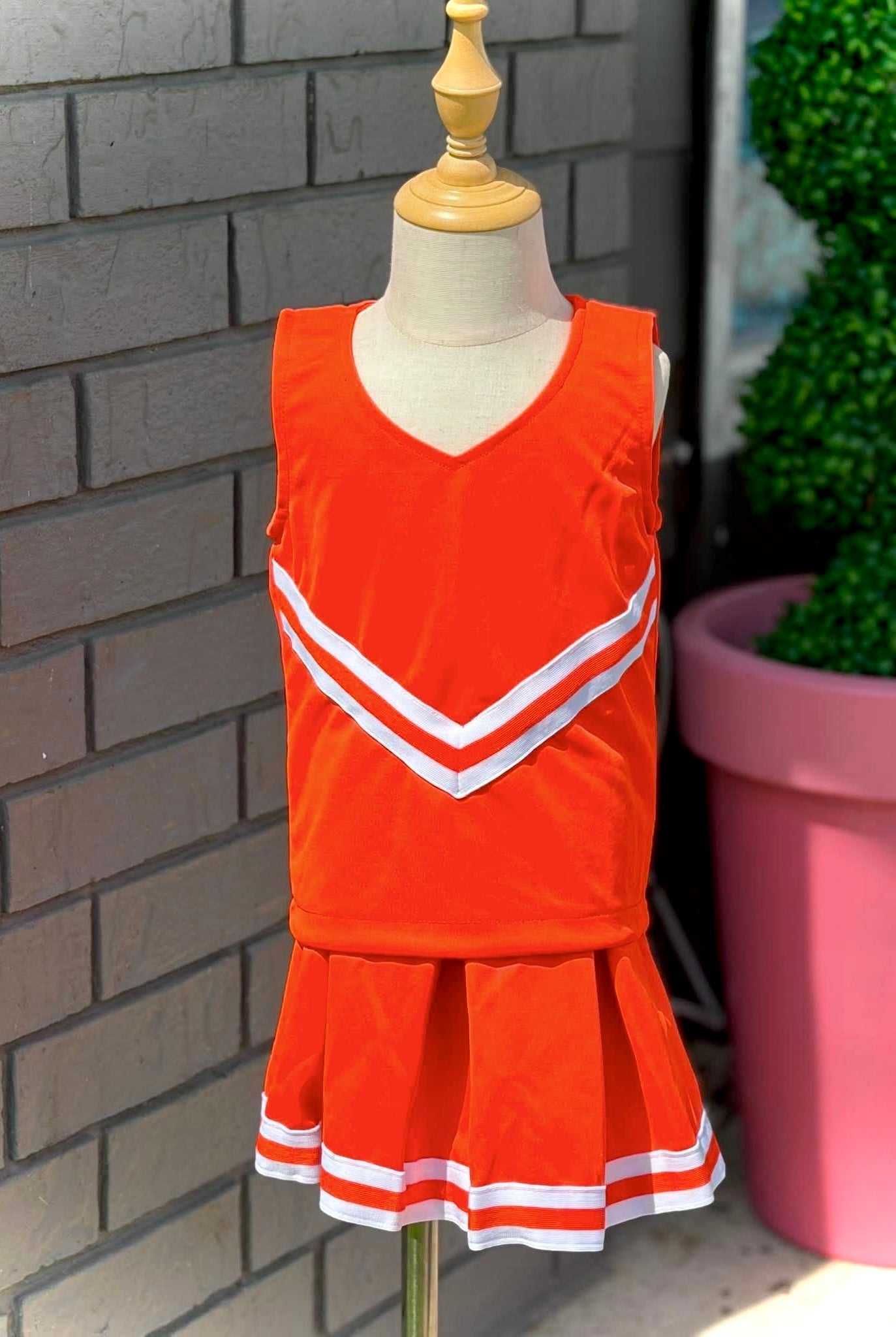 BLANK CHEER UNIFORM (ORANGE BASE- WHITE STRIPES)-- INSTORE 080626RW