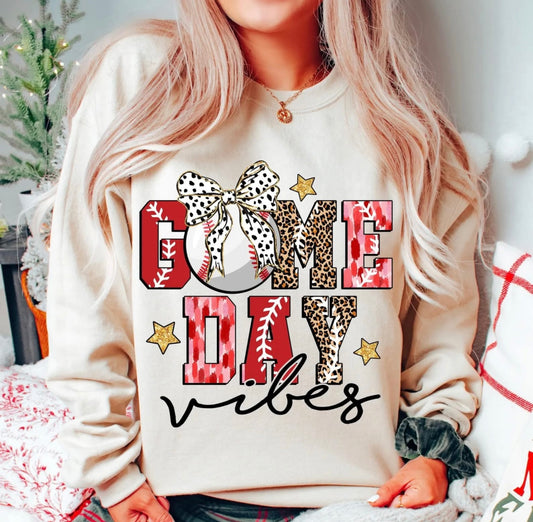 Game Day Vibes - Baseball with Bow - LONG SLEEVE - (Gildan)