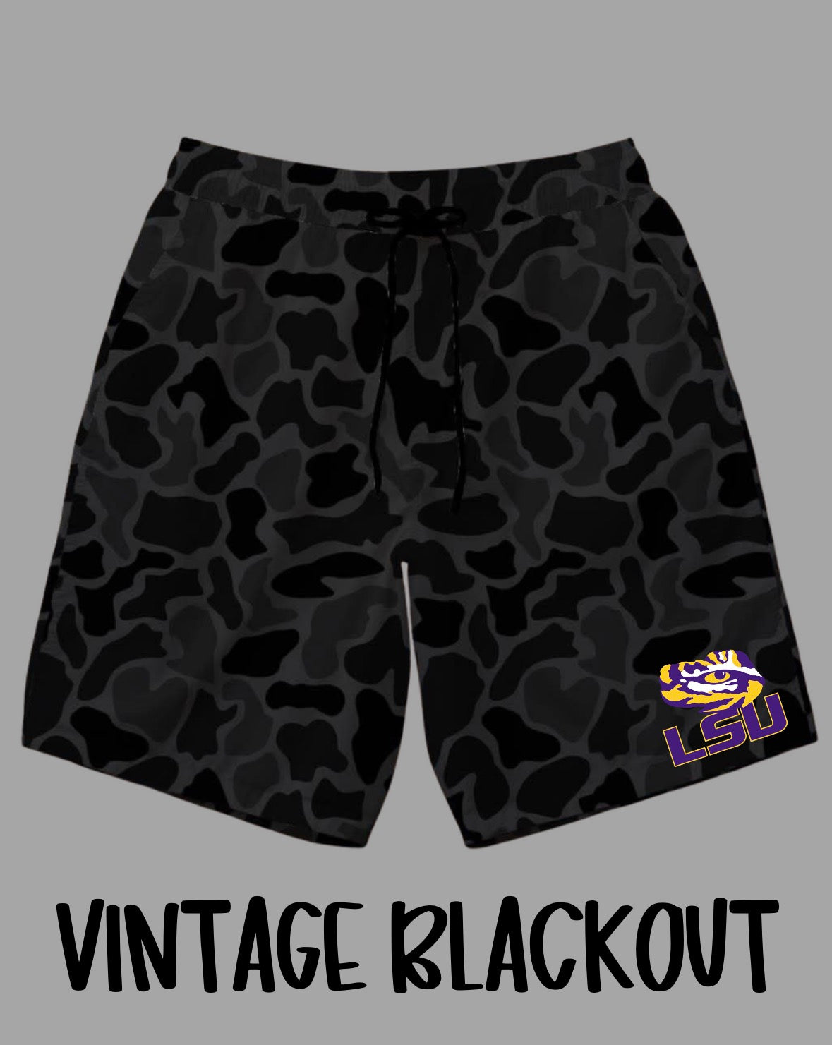LSU TIGERS Blackout Drip Shorts (ADULT) - PRE ORDER