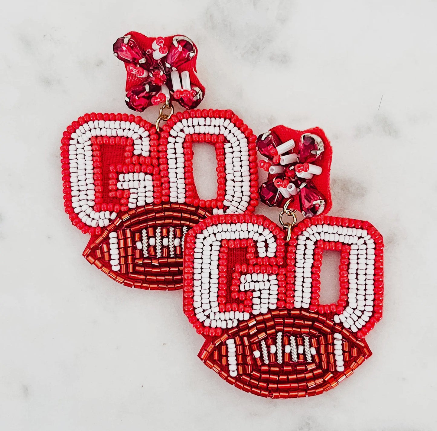 Red Go Football Gameday Earrings- 110625br