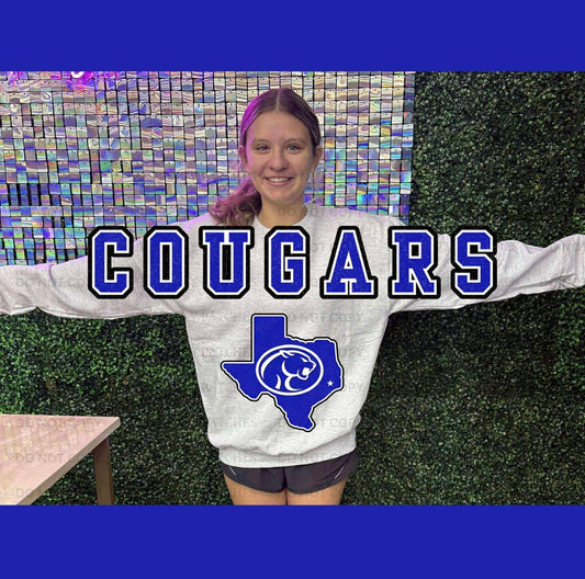 Oversized Mascot Sweatshirts with Logo - COUGARS - SWEATSHIRT - (Jerzee/Gildan)