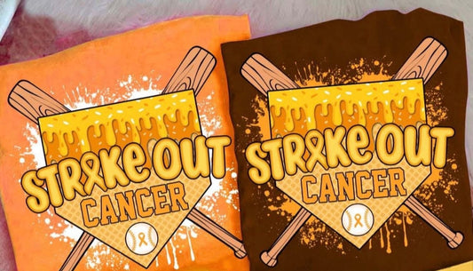 Gold Strike Out Cancer Baseball - T SHIRT - (Jerzee/Gildan)