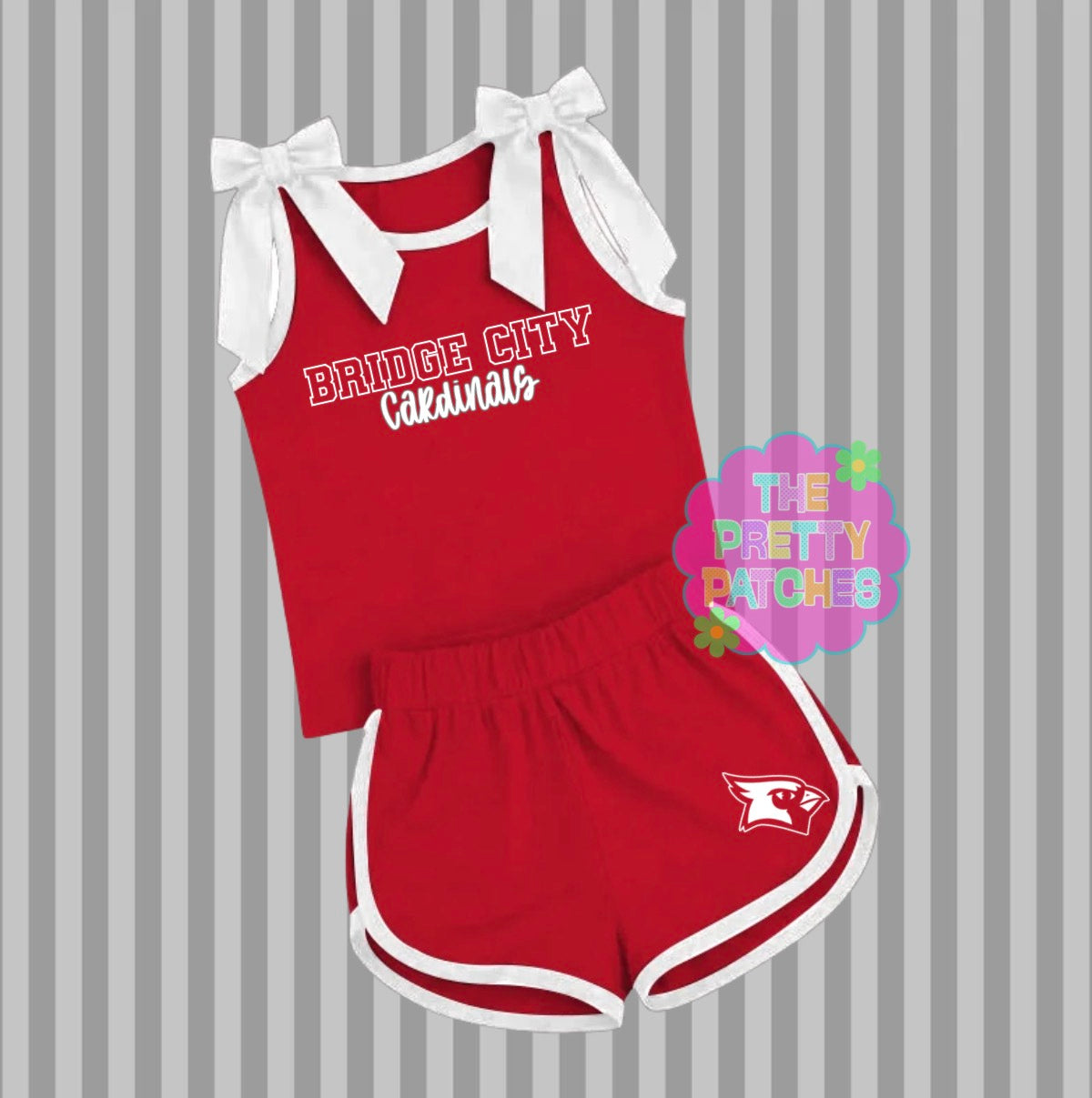 BRIDGE CITY CARDINALS BOW STRAP TANK SET (red base with white trim) (PREORDER) (TRUSTED) 070226KB