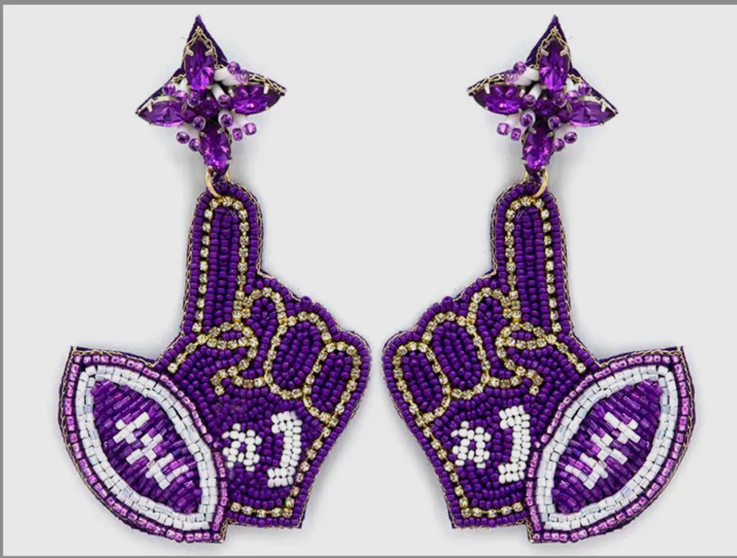 Purple Game Day Football Earrings- 110325br