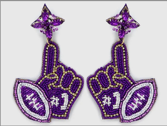 Purple Game Day Football Earrings- 110325br
