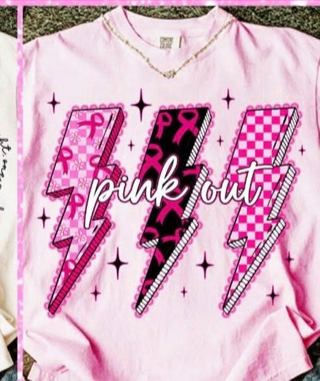 Pink Out Lightning Strikes - T SHIRT - (Comfort Color)