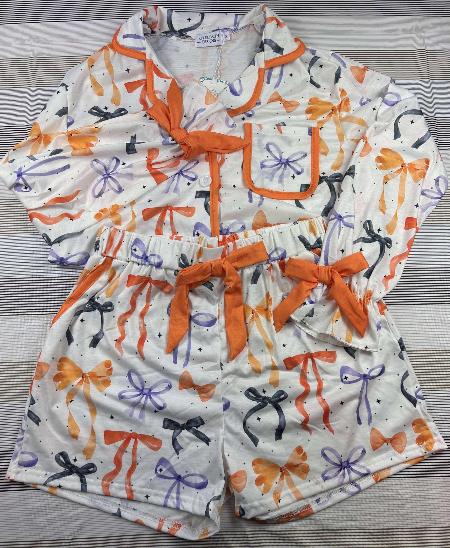 Halloween Mommy and Me Bow Print Pajama Girls Set- HMAMBPPG