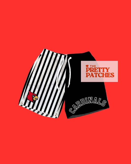 Cardinals Half Black/ Half B&W Stripe with Mascot Head & Wording (ADULT) - PRE ORDER