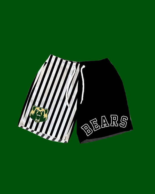 LCM Bears Half Black/ Half B&W Stripe with Mascot Head & Wording (ADULT) - PRE ORDER