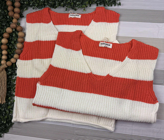 STRIPPED V-NECK CROPPED SWEATER VEST TOP-SVNC12