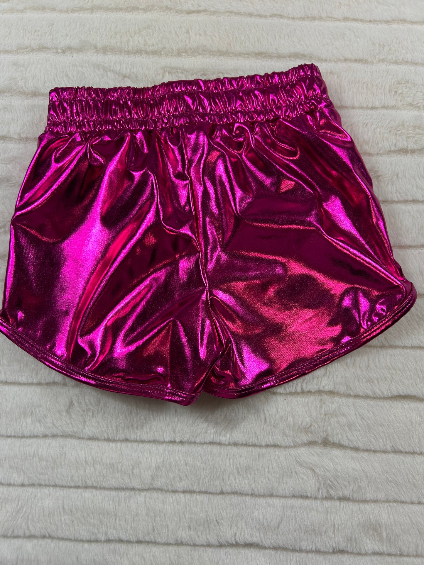 Metallic pink out game day shorts-10425br