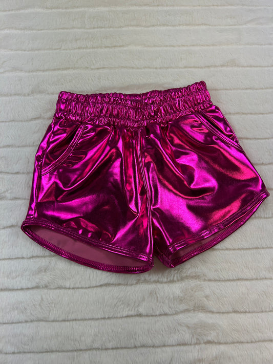 Metallic pink out game day shorts-10425br