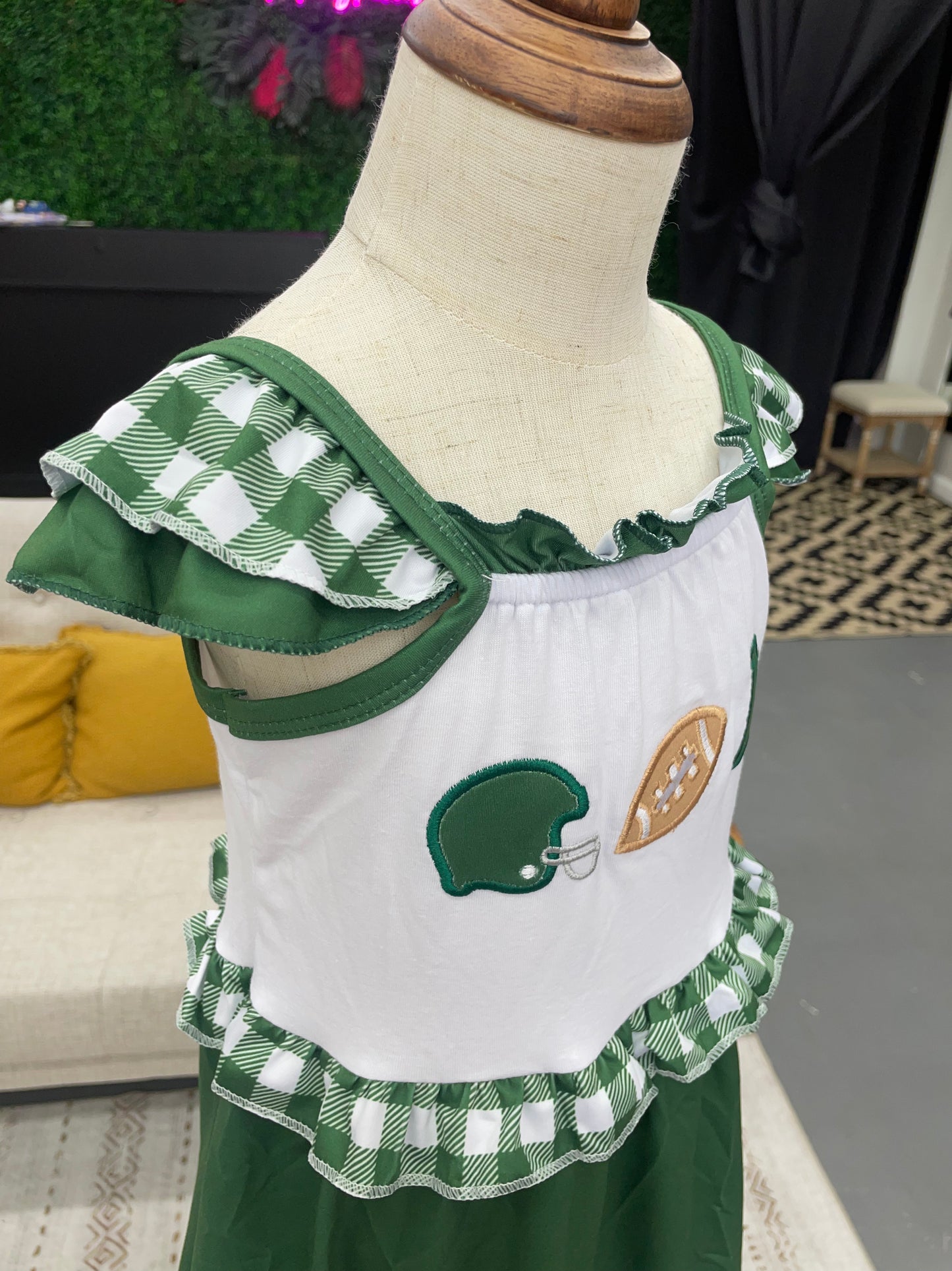 Team Spirit Girls Dress-Green Embroidery TSGD-BGE