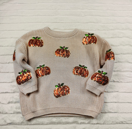 Halloween Pink Sequin Pumpkin Sweater-10725br