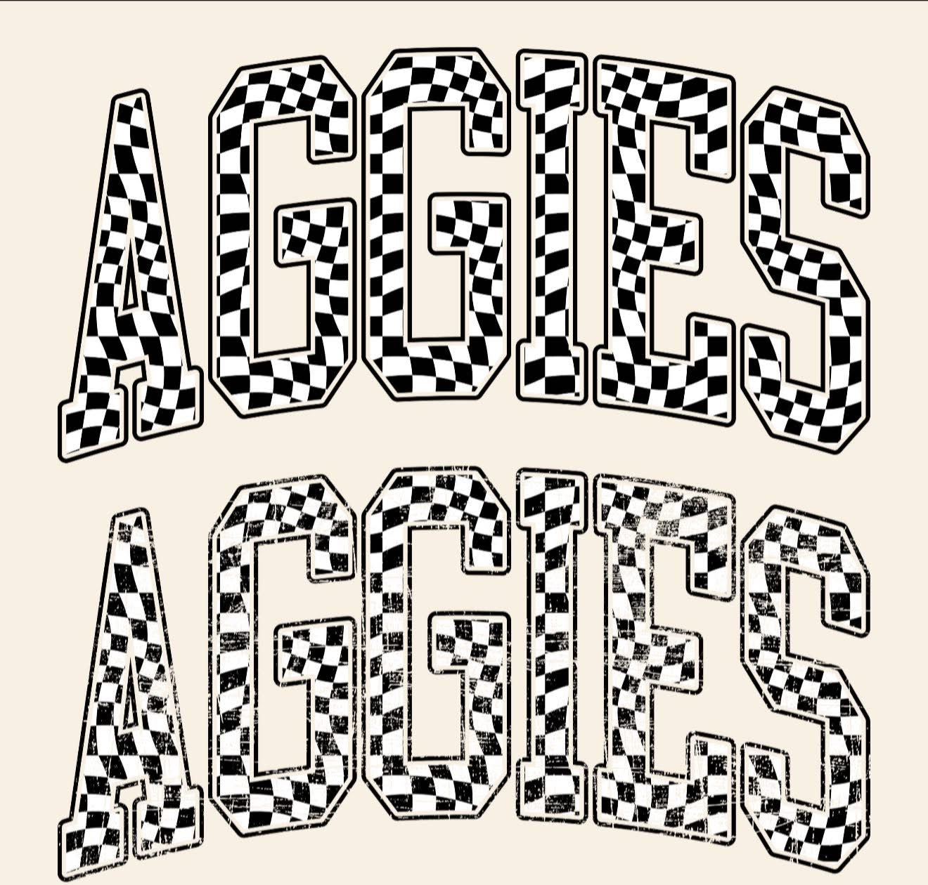 Aggies Checkered - T SHIRT - (Jerzee/Gildan)