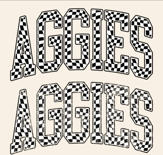 Aggies Checkered - T SHIRT - (Jerzee/Gildan)