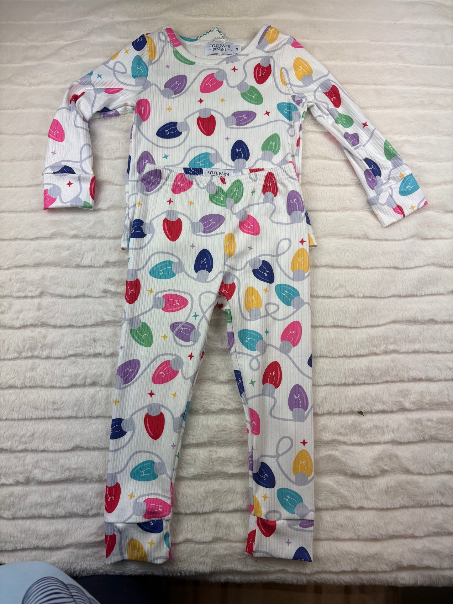 Rylee Faith Designs - Christmas Colorful Light Bulb Girls SET - 101825br