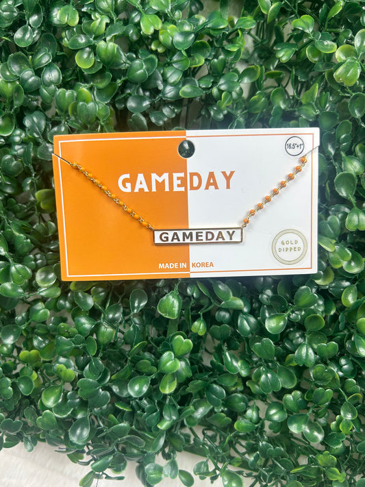 Gold Game Day White Necklace- 110325br