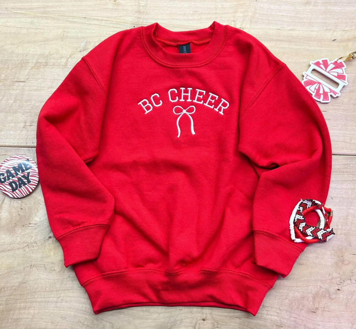 Embroidered Dainty Bow with BC CHEER - SWEATSHIRT - (Jerzee/Gildan) 102426KB