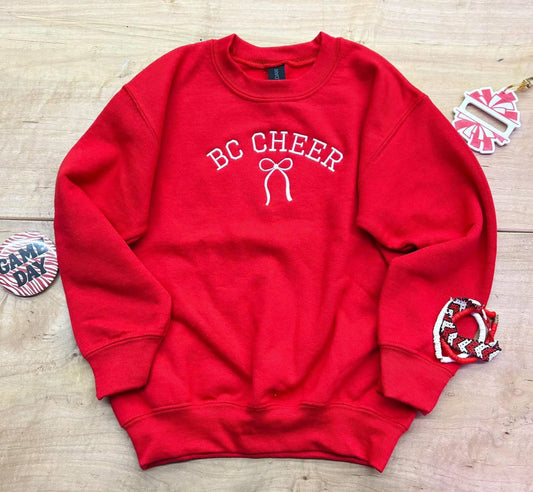 Embroidered Dainty Bow with BC CHEER - SWEATSHIRT - (Jerzee/Gildan) 102426KB