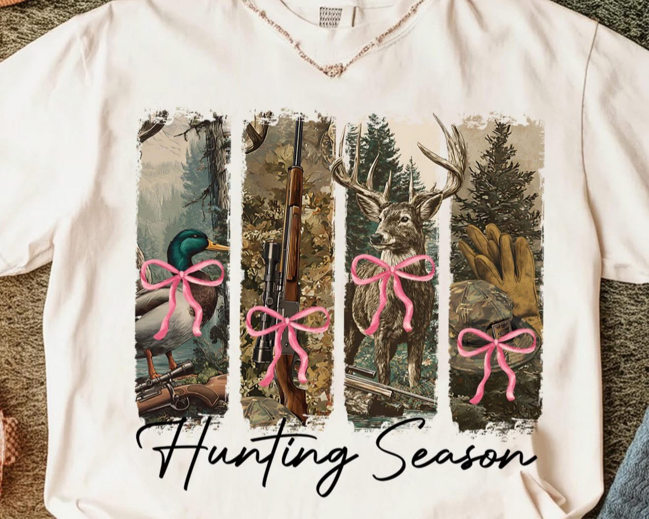 Hunting Season with Pink Bows - T SHIRT - (Jerzee/Gildan)
