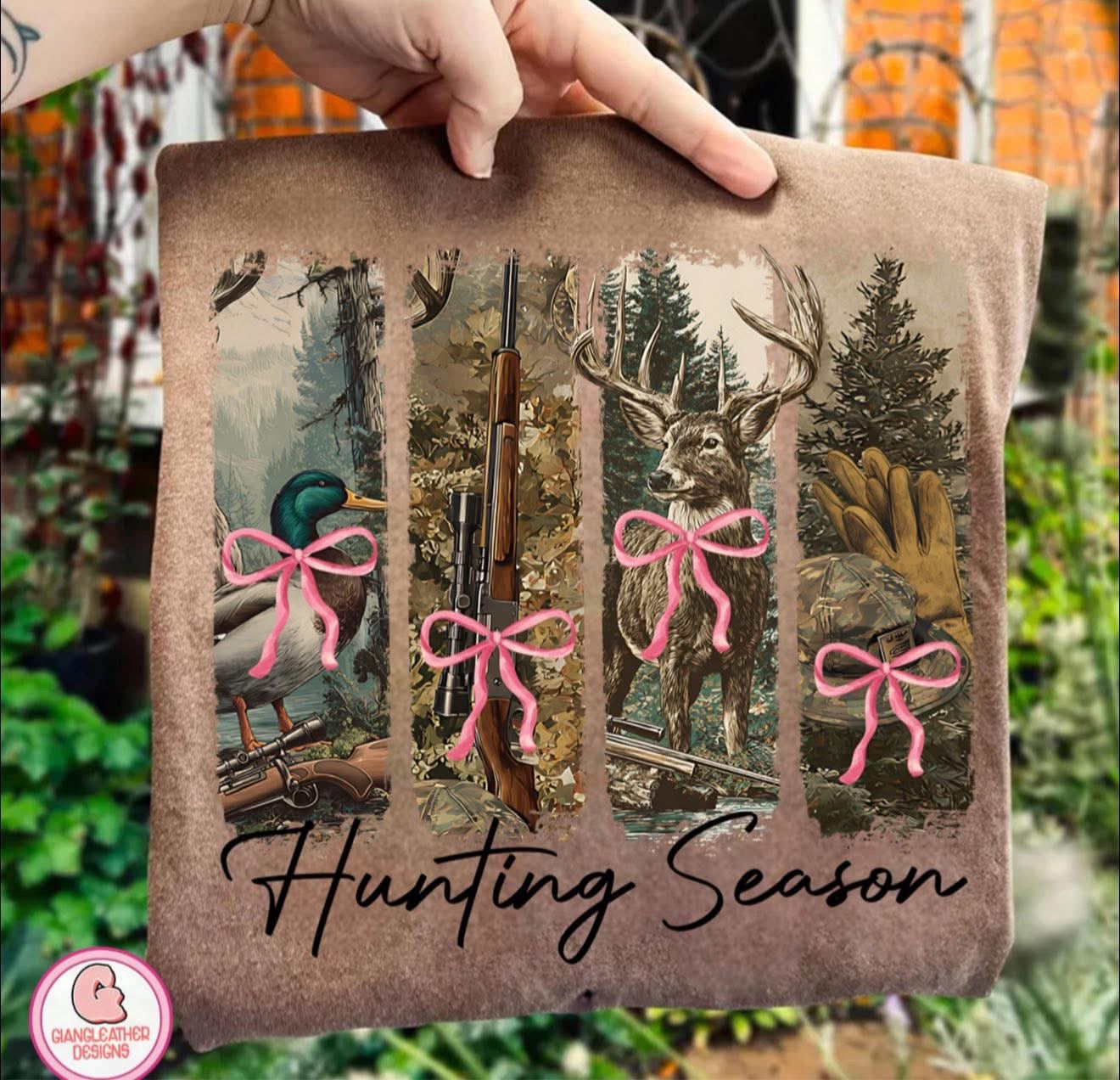 Hunting Season with Pink Bows - T SHIRT - (Jerzee/Gildan)
