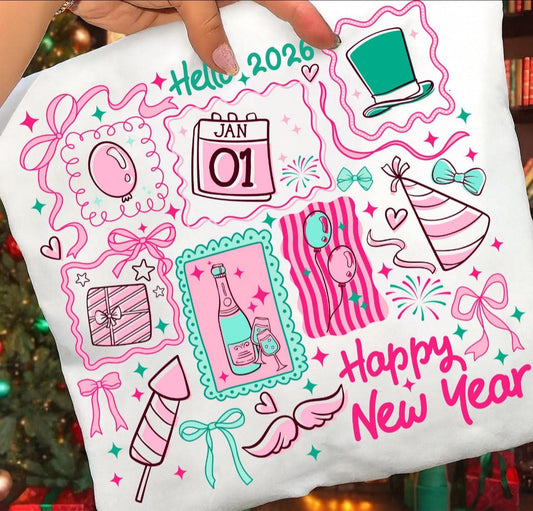 HNY Stamp Collage - T SHIRT - (Jerzee/Gildan)
