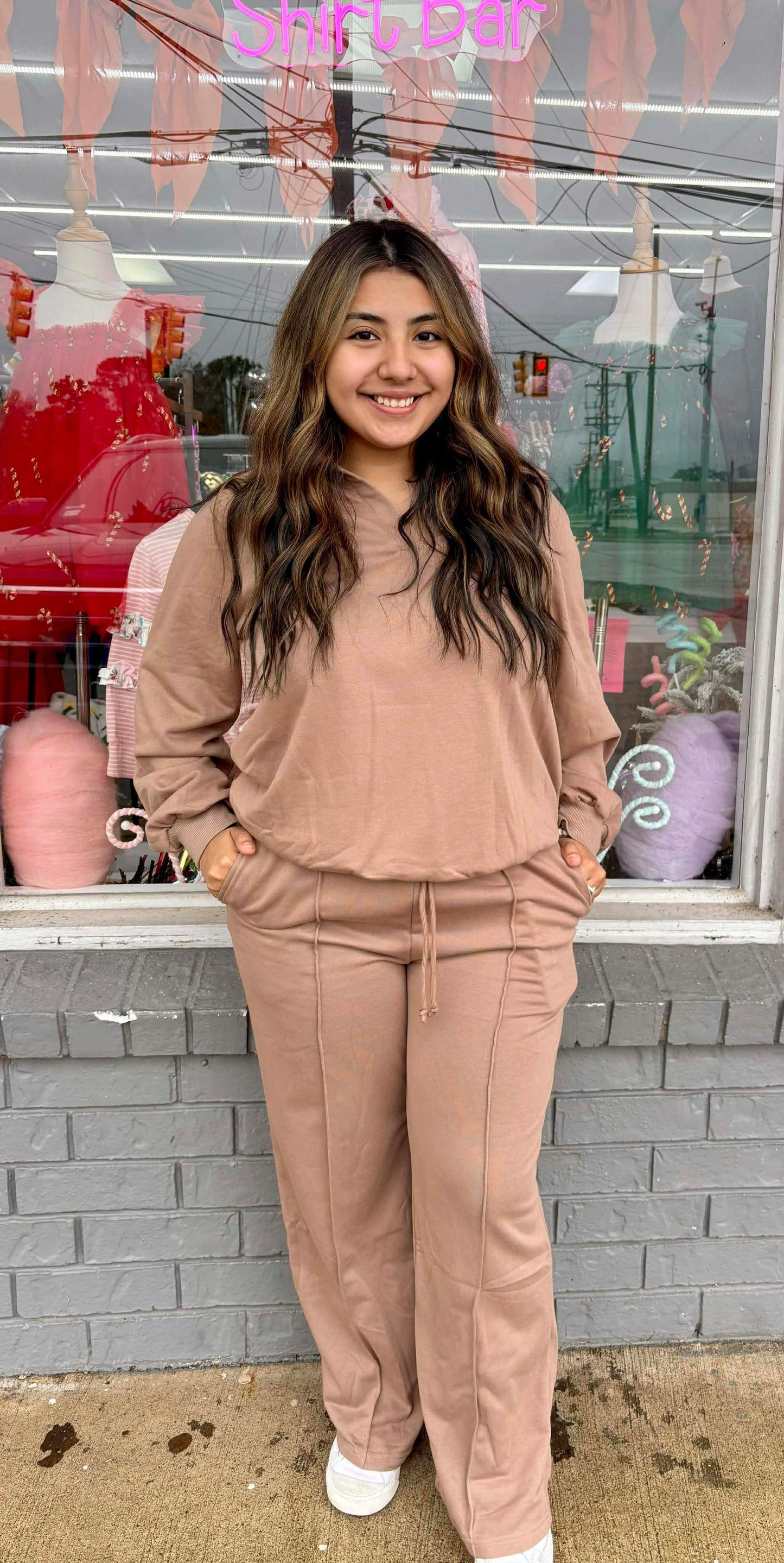 Polo Collar V Neck Pullover + Drawstring Sweatpants 122225bf1