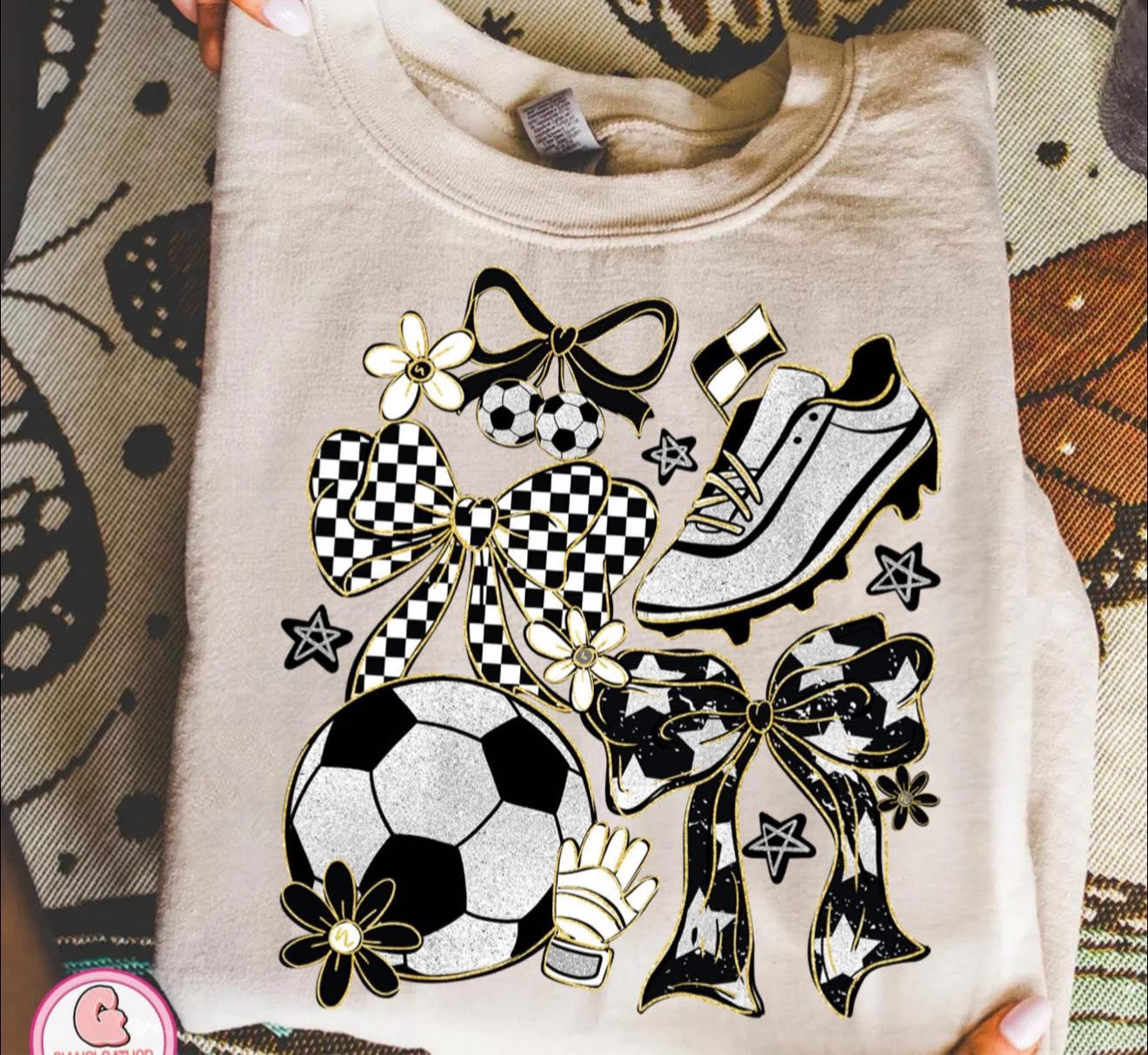Soccer Vibes Glittery & Girly - SWEATSHIRT - (Jerzee/Gildan)