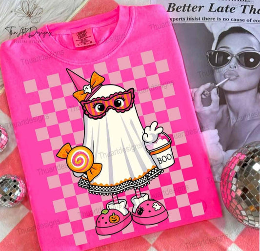 Girl Ghost with Candy, Bow & Bucket - T SHIRT - (Comfort Color)