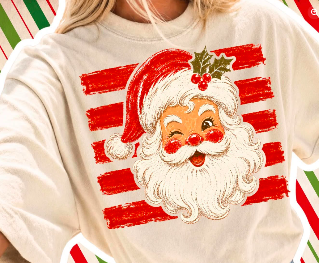 Vintage Santa with Stripes - SWEATSHIRT - (GILDAN/JERZEE/LAT)-080126LW