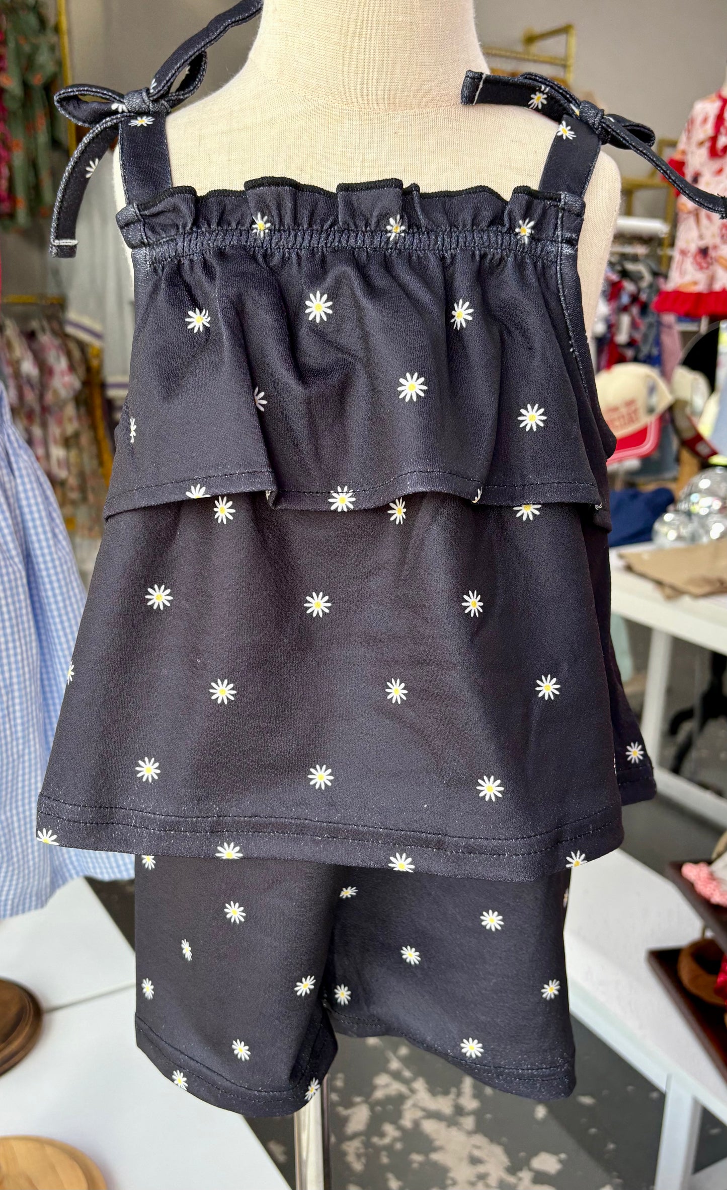 Summer daisy girls bow ruffle set 051926HS5