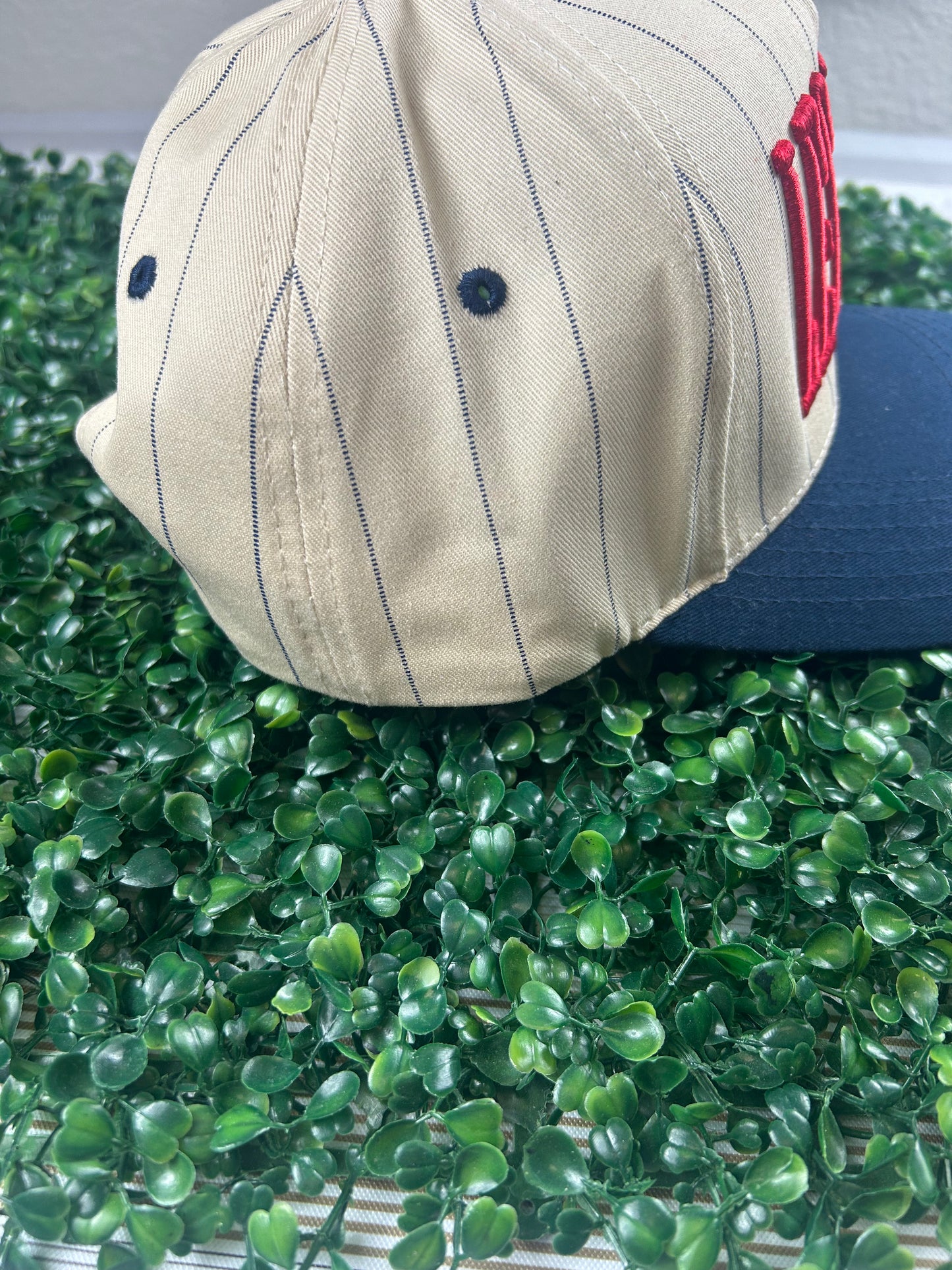 Legends Red Letters Navy and Cream Trucker Hat=121225br