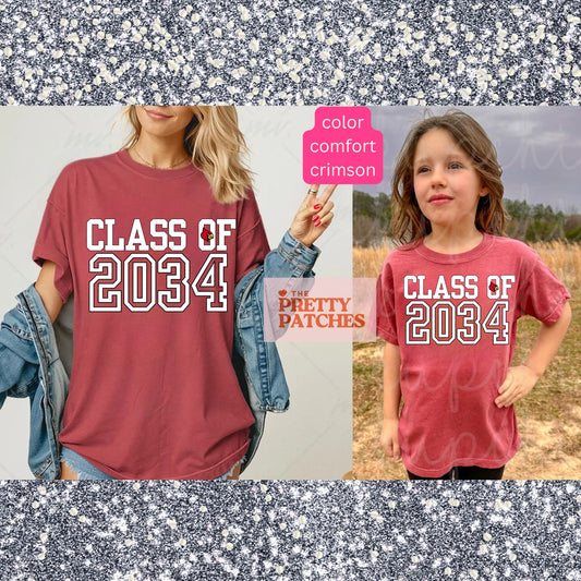 Class of 2034 Cardinals with logo in "O" - T SHIRT - (Comfort Color)