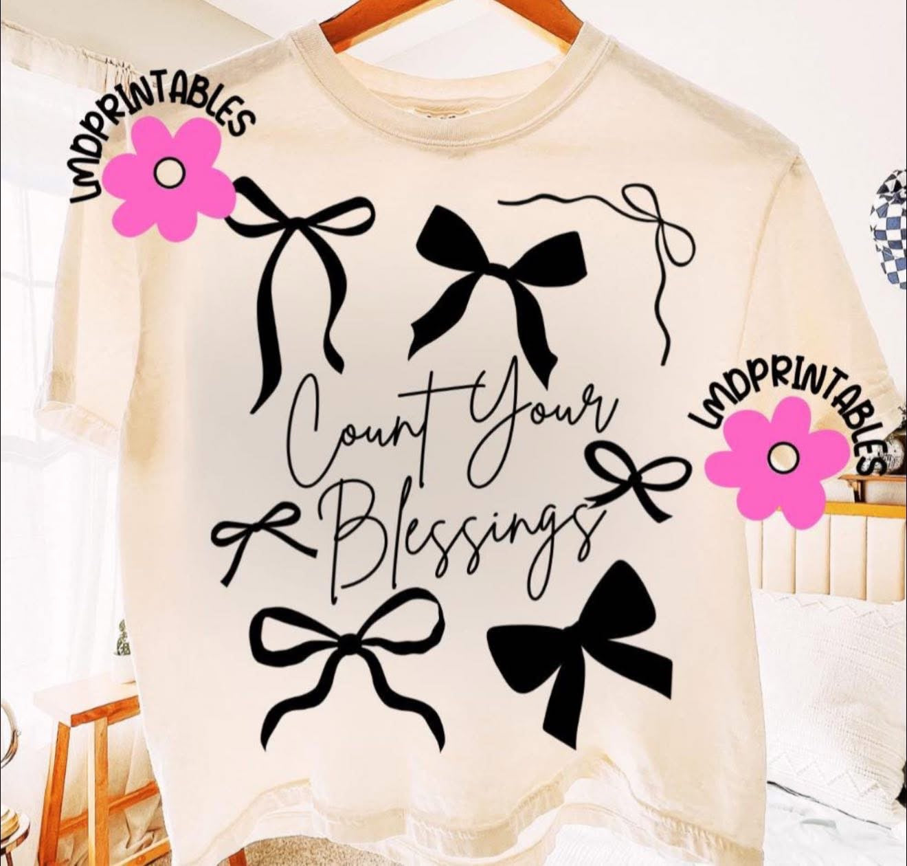 Count Your Blessings with Bows - T SHIRT - (Jerzee/Gildan)