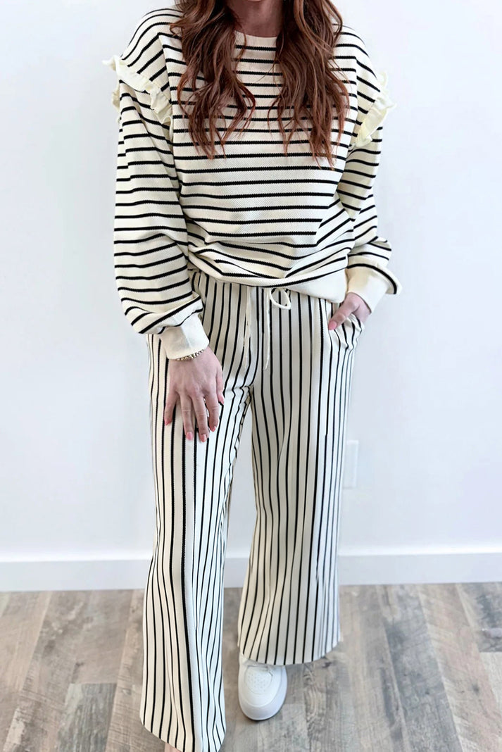 White Stripe Drawstring Set