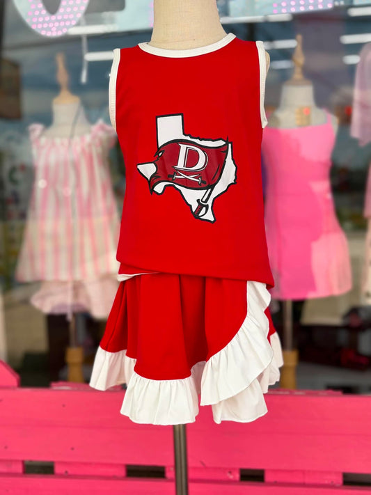 Red & White Ruffle Texas Spirit Set 082026DSkc