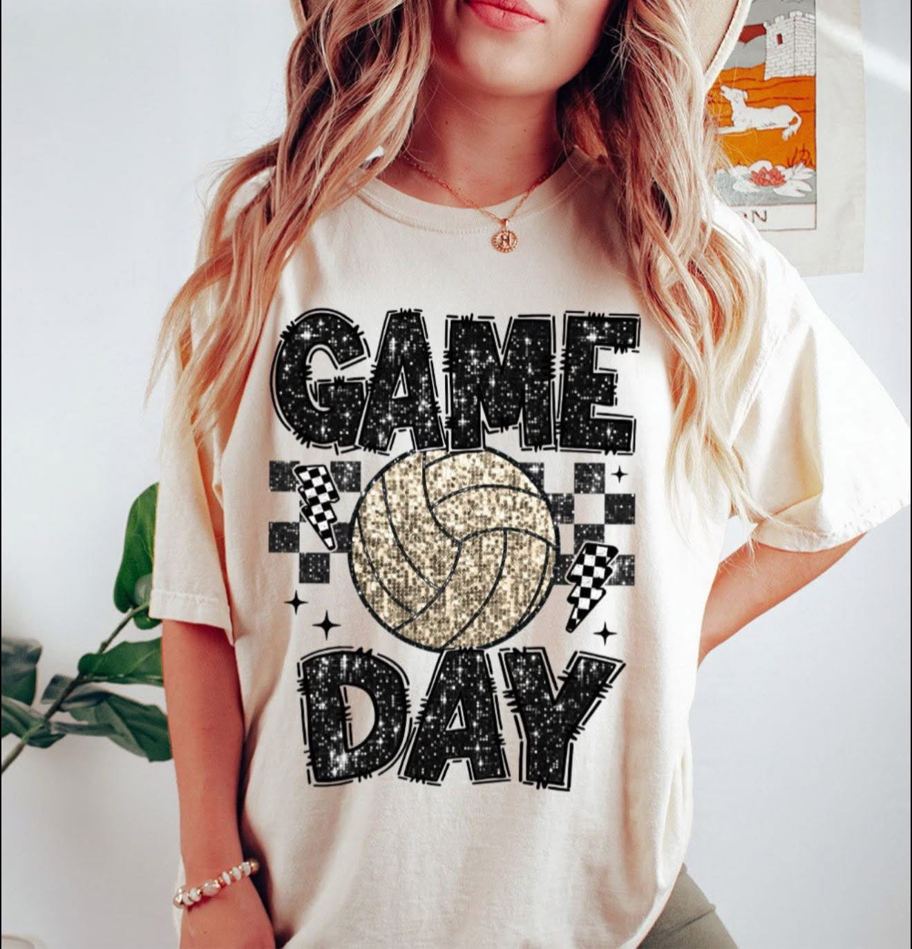 Glitter Volleyball Game Day - T SHIRT - (Comfort Color)